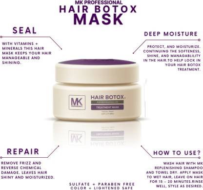 MK Professional Hair Botox Treatment Mask Hydrate & Repair Your Hair For  Professional Use - Price in India, Buy MK Professional Hair Botox Treatment  Mask Hydrate & Repair Your Hair For Professional