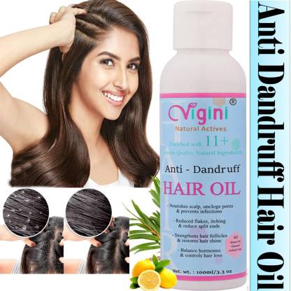 Vigini 100% Natural Actives Anti Dandruff Itchy Scalp Hair Care Treatment  Oil for Smoothening Strengthening