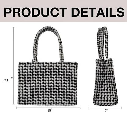 Women Black White Handbag front angle