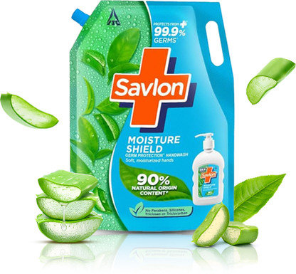 Savlon Moisture Shield Germ Protection Liquid Handwash Refill, Protect from 99.9% Germs Hand Wash Pouch