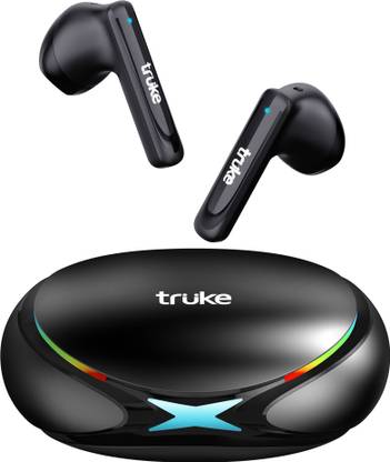truke BTG X1 with Quad Mic ENC, 20 RGB LEDs, 12mm Driver, 48H Playtime, BT 5.3 Bluetooth Headset  (Black, True Wireless)