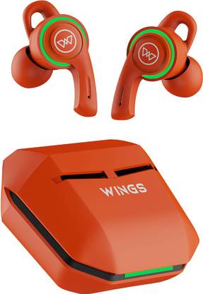 Wings Phantom 200 Wireless Earbuds, LED, 40ms Low Latency, DNS Mic Headphones Bluetooth Gaming Headset  (Orange, In the Ear)