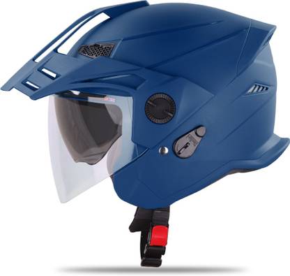 Steelbird SBH-23 GT Plus Open Face ISI Certified Helmet with Inner Sun Shield Motorbike Helmet  (Dashing Blue)