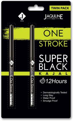 Jaquline USA One Stroke Super Black Kajal Twin Pack |Water & Smudge Proof Kajal  (Black, 0.6 g)