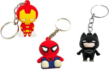 MM Cartoon rubber keychain-Ironman-Spiderman-Batman-3 Keychains Key Chain  Price in India - Buy MM Cartoon rubber keychain-Ironman-Spiderman-Batman-3  Keychains Key Chain online at 