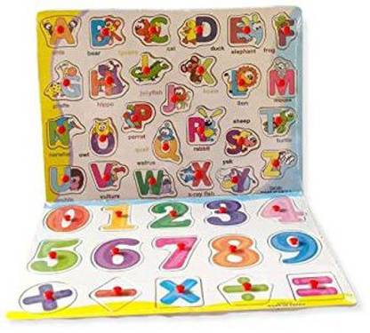 TRU TOYS wooden learning toys Chunky Letters and Numbers Puzzle Toy ...