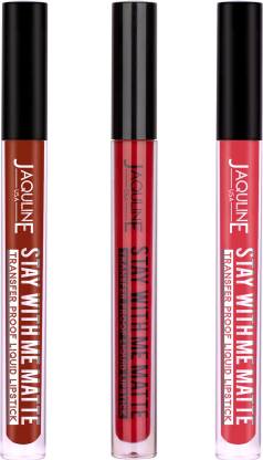 Jaquline USA Sensual Lip Treats Stay With Me Liquid Lipstick | Pack Of 3  (Red, 9 ml)