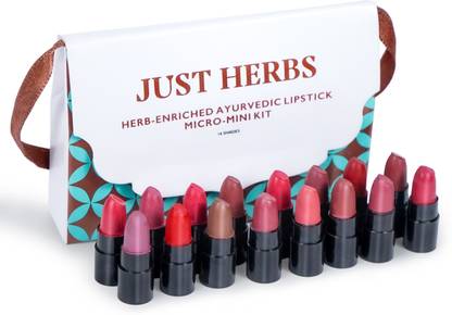 Just Herbs Ayurvedic Lipstick Micro-Mini Trial Kit  (Multicolor, 7 g)