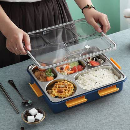  | KSR AND ENTERPRISE Stainless Steel Lunch Box for Office Men,  Lunch Box, Lunch Box for School 5 Containers Lunch Box -