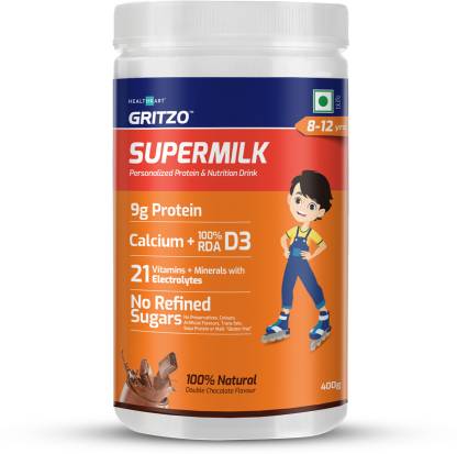 Gritzo SuperMilk, Kids Protein & Nutrition Drink 8-12y. Natural Chocolate Flavour