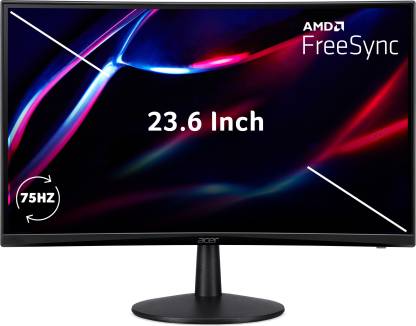 acer 23.6 inch Curved Full HD VA Panel with VESA Mount Support, 1500R Curvature, HDMI 1.4, Integrated Speakers Gaming Monitor (ED240Q)  (AMD Free Sync, Response Time: 1 ms, 75 Hz Refresh Rate)