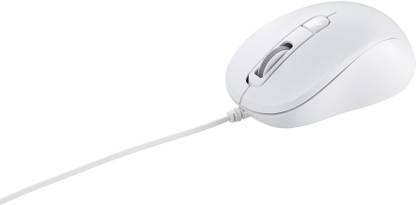 ASUS MU101C/Silent,Upto 3200 Adj. DPI, Blue Ray, Ergonomic Wired Optical Mouse  (USB 3.0, White)
