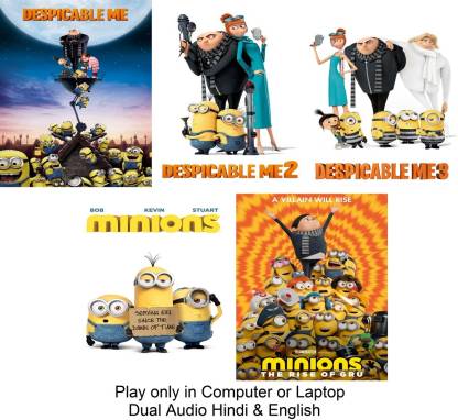 Despicable Me 1 , 2 , 3 , Minions & Minions: The Rise of Gru (5 Movies)  Dual Audio