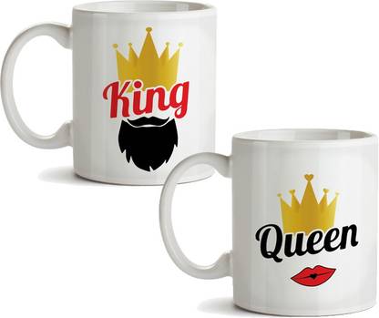 AKSHAJ GIFTS KBeared King And Lipsy Queen Ceremic Coffee ...