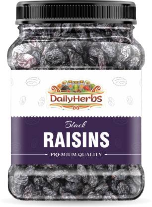 DAILYHERBS Black Seedless Raisins, 100% Natural (Kishmish) Raisins  (1 kg)