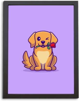 TheKarkhana Cartoon Cute Retriever Dog with Rose Love Laminated (Without  Glass) Digital Reprint 12 inch x 8 inch Painting Price in India - Buy  TheKarkhana Cartoon Cute Retriever Dog with Rose Love