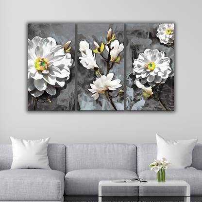 The seven colours beautiful white flower paintings abstract modern wall