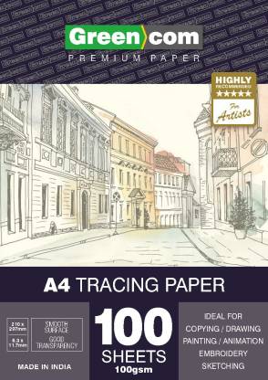  | greencom 100 PCS A4 Size Artists Tracing Paper Transfer Paper  for Pencil Ink Markers Unruled A4 90 gsm Multipurpose Paper - Multipurpose  Paper
