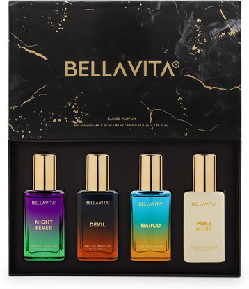 Bellavita Unisex Scents Gift Set|4x20ml|Long Lasting Perfume|Woody & Musk Fragrance Notes| Eau de Parfum - 80 ml