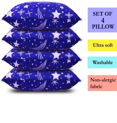 Seltocs Microfibre Stripes Sleeping Pillow Pack of 4  (Blue)