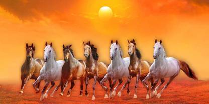 lucky seven horses running at sunrise ll 7 horse vastu poster in vinyl ...