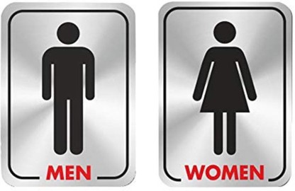 Man and Women Toilet Door Sign Brushed Stainless Steel 
