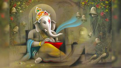 HD Shree Ganesha Ji Wall Poster |HD Religious Wall Poster|Cartoon Bal Ganesh  Poster
