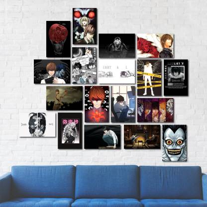 Death note - Anime-Japanese manga WALL DECOR | PACK OF 18 wall collage kit |Anime  wall poster | Light Yagami | L Lawliet | Ryuk Fine Art Print - Animation &  Cartoons