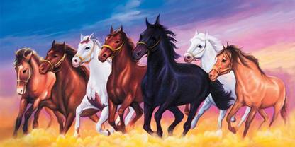 lucky seven horses running at sunrise ll 7 horse vastu poster in vinyl ...