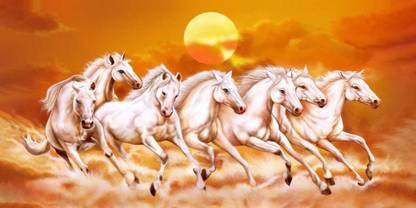 lucky seven horses running at sunrise ll 7 horse vastu poster in vinyl ...