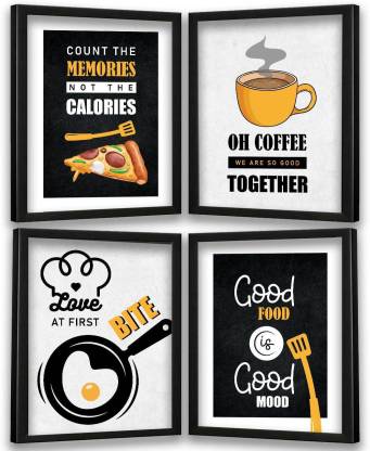 Restaurant Quotes Wall Posters with Frame for Cafeteria - Food Framed  Posters for Kitchen Restaurant Cafe Wall