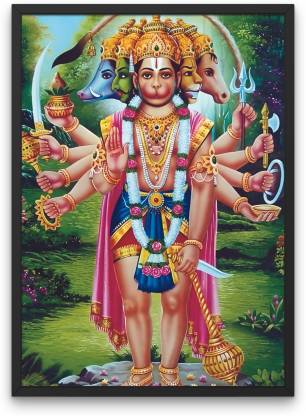 Lord Panchmukhi Hanuman Ji Photo Black Frame For Wall / Table / Pooja Room  Photographic Paper - Religious posters in India - Buy art, film, design,  movie, music, nature and educational paintings/wallpapers