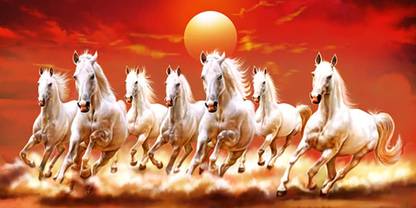 lucky seven horses running at sunrise ll 7 horse vastu poster in vinyl ...