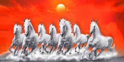 lucky seven horses running at sunrise ll 7 horse vastu poster in vinyl ...