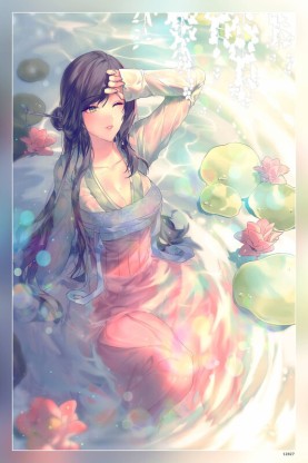 HD wallpaper anime girl dress flowers night stars long hair moon  petals  Wallpaper Flare