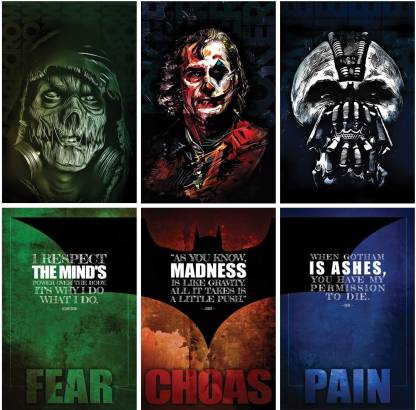 Batman – Trilogy, Superhero's Wall Posters and Inspirational, Motivational  Quotes Posters (JOKER, SCARECROW, BENE),12x18, Each Poster, Pack Of 06  Paper Print - Personalities, Quotes & Motivation, Comics, TV Series posters  in India -
