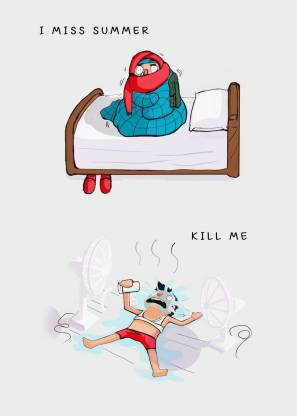 Funny Summer or Winter Cartoon Poster for Home Decoration With Adhesive  Tape Paper Print - Animation & Cartoons posters in India - Buy art, film,  design, movie, music, nature and educational paintings/wallpapers