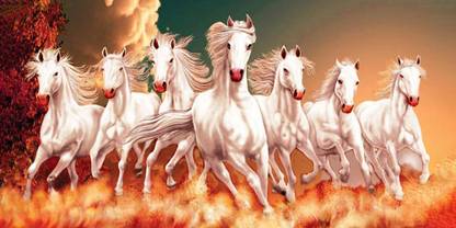lucky seven horses running at sunrise ll 7 horse vastu poster in vinyl ...