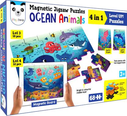 PLAY PANDA Magnetic Jigsaw Aquatic Animals Activity Box, 4 puzzles, GK Facts, Learn to draw - Magnetic Jigsaw Aquatic Animals Activity Box, 4 puzzles, GK Facts, Learn to draw . shop for PLAY PANDA Magnetic Jigsaw Aquatic Animals Activity Box, 4 puzzles, GK Facts, Learn to draw - Magnetic Jigsaw Aquatic Animals Activity Box, 4 puzzles, GK Facts, Learn to draw . shop for