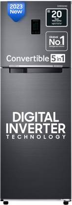 [For HDFC Bank Credit Card EMI] Samsung 322 Litres 2 Star Frost Free Double Door Refrigerator (RT37C4512BX/HL, Luxe Black)