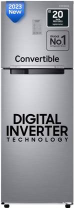[For SBI Credit Card EMI ] SAMSUNG 256 L Frost Free Double Door 2 Star Convertible Refrigerator with Digital Inverter  (Refined Inox, RT30C3742S9/HL)