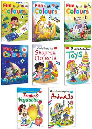 Make Colouring Fun Pack Of 8 Books | Fun With Colours-1 To 4, 0-Level Colouring Book Shapes And Objects, Fruits And Vegetables, Toys And Animals (Pin Binding, ): Buy Make Colouring Fun Make Colouring Fun Pack Of 8 Books | Fun With Colours-1 To 4, 0-Level Colouring Book Shapes And Objects, Fruits And Vegetables, Toys And Animals (Pin Binding, ): Buy Make Colouring Fun