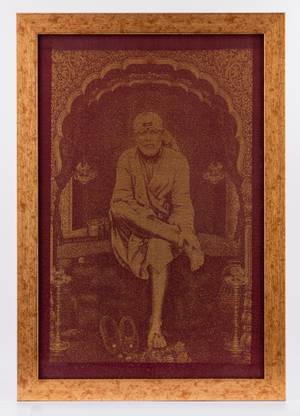 Srestha Shirdi Sai Baba Premium Fabric Frame Pure Silk and 24kt Gold