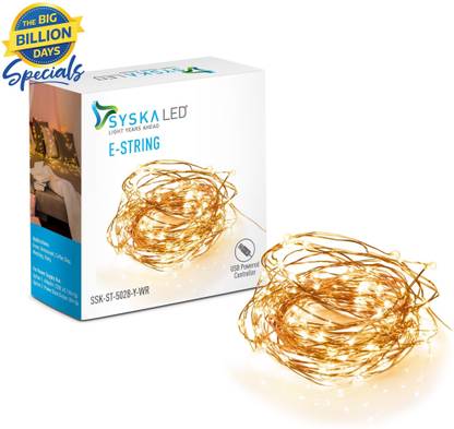 Syska 100 LEDs 10 m Yellow Rice Lights  (Pack of 1) at Rs. 299