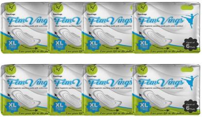 FemVings Ultra Absorb Sanitary Pad Extra Comfort Heavy Flow Disposable Size XL-Pack of 8 Sanitary Pad