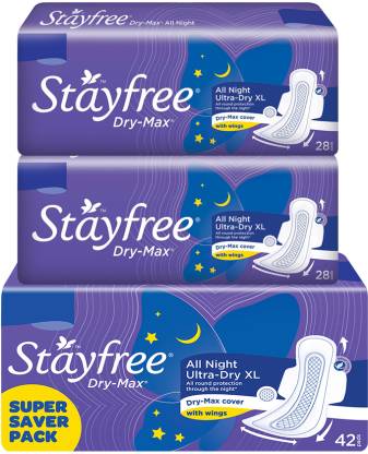 STAYFREE Dry Max All Night combo Sanitary Pad(Pack of 98) Sanitary Pad  (Pack of 98)