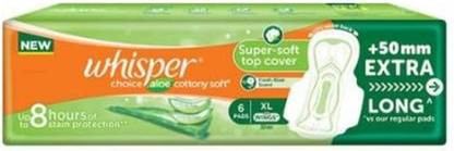Whisper Choice Alovera Extra Long – 6 Pads Sanitary Pad
