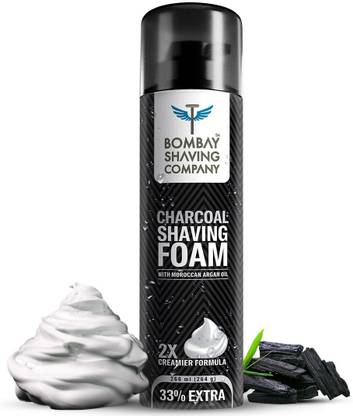 BOMBAY SHAVING COMPANY Charcoal Shaving Foam with Activated Charcoal & Moroccan Argan Oil – Creamier Formula (266 ml – 33% extra) | Made in India  (266 ml)