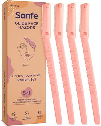 Sanfe Glide Face Razor for painfree facial hair removal (4 units) - upper  lips, chin, peach fuzz - Stainless steel blade, comfortable, firm grip -  Price in India, Buy Sanfe Glide Face