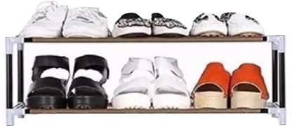 Evrum 2-Shelf-2-Door Plastic Cubort Shoe Rack Plastic Collapsible Shoe Stand
